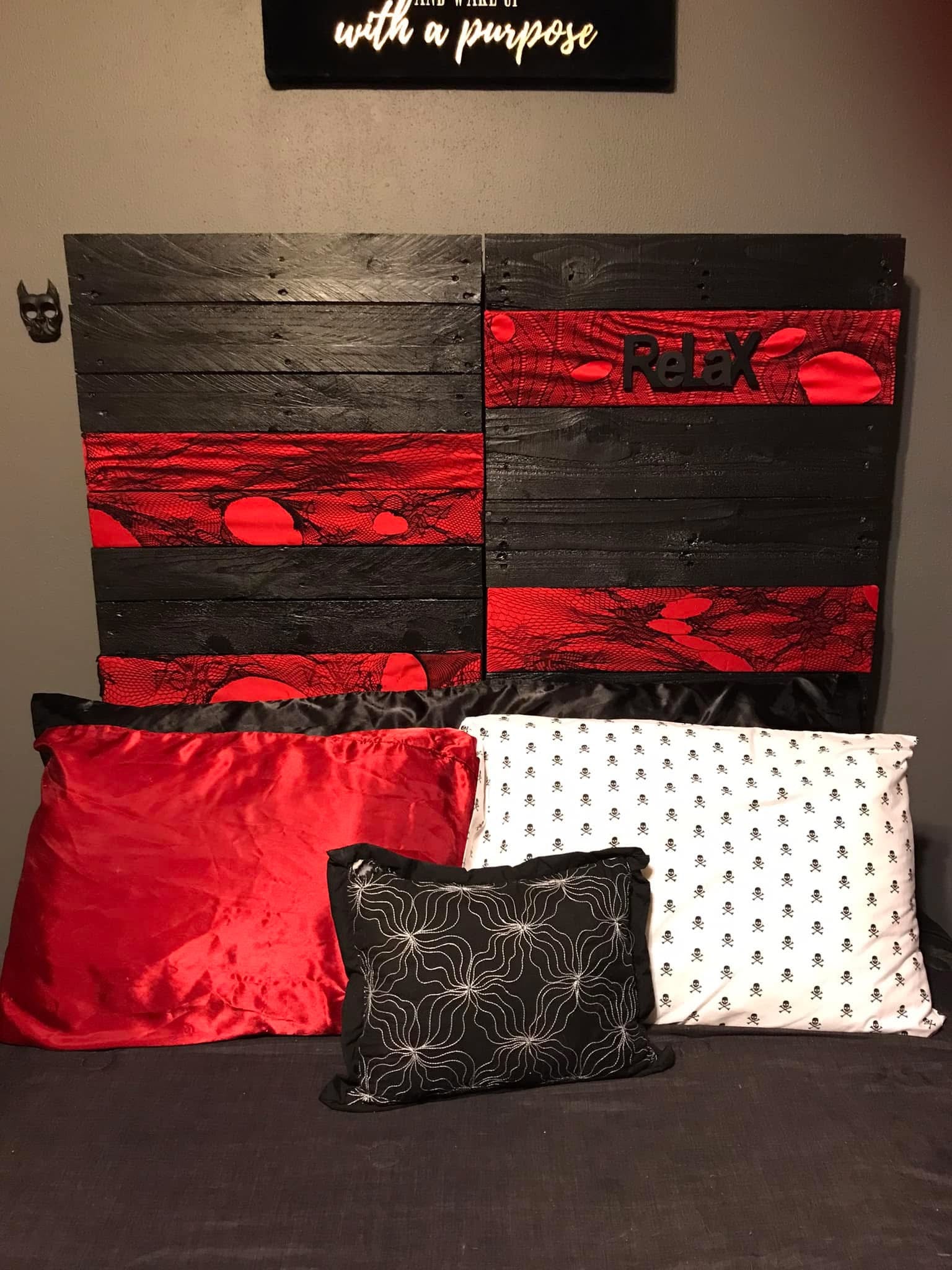 Crimson Noir-Gothic Wood Panel Wall Art/Headboard Accent