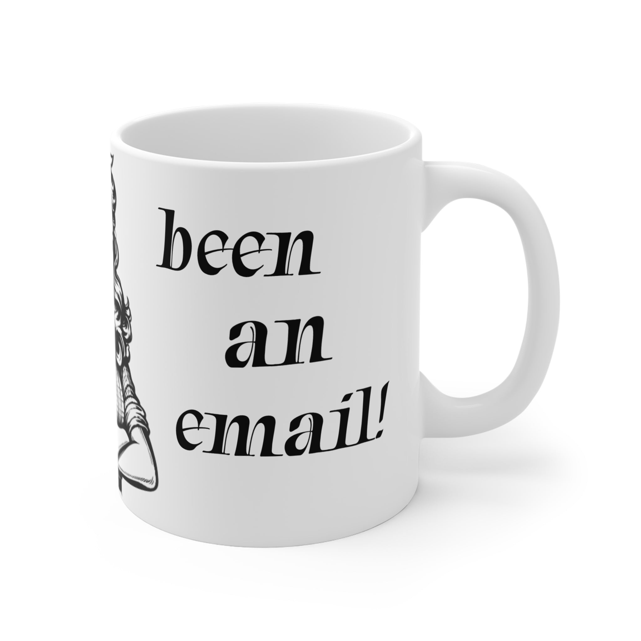 11oz Ceramic Mug — "This Meeting Could Have Been an Email" Retro Pin-Up Coffee Cup