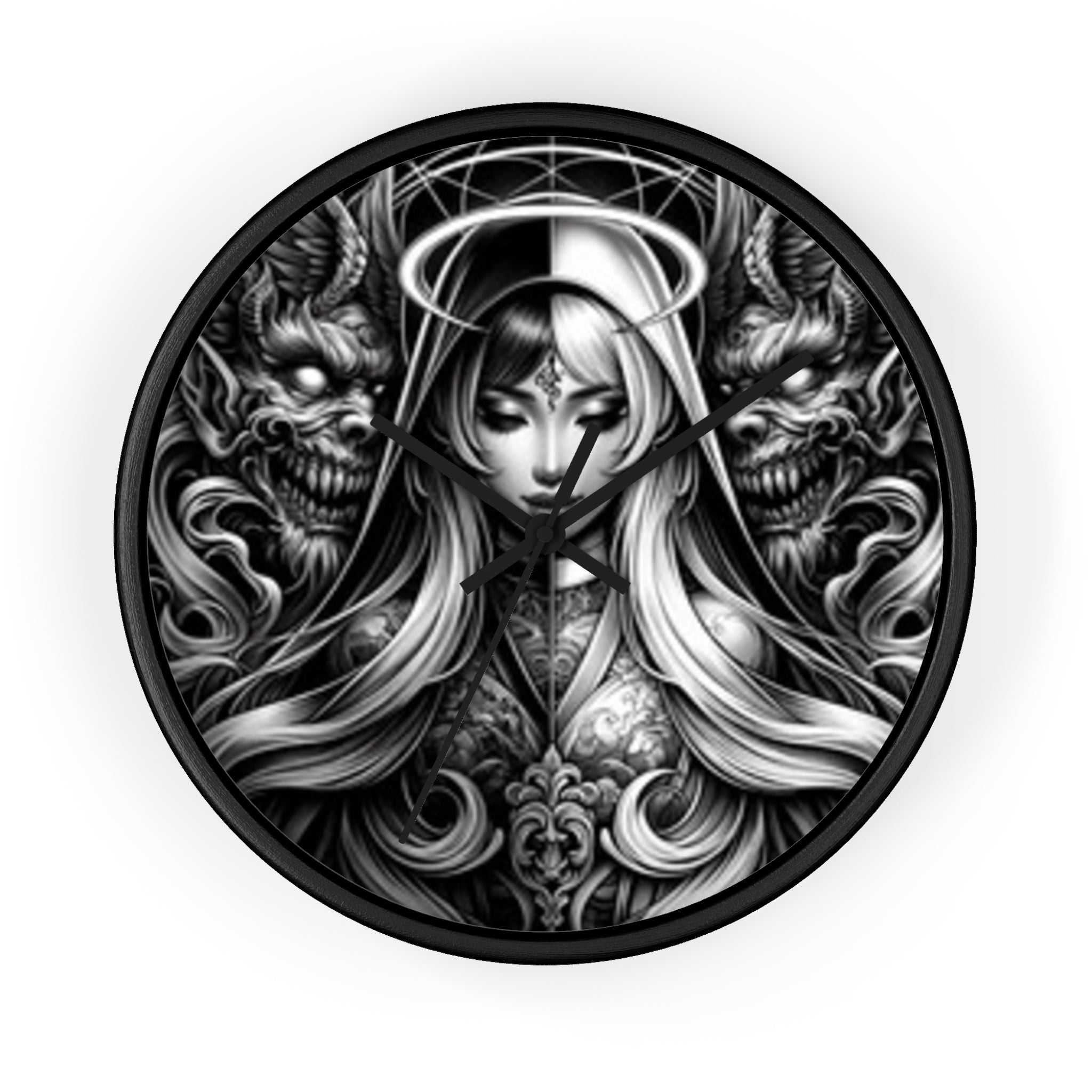 Gothic Art Wall Clock - Unique Home Decor, Gothic Decor, Fantasy Clock, Black and White Wall Clock, Decorative Clock for Office