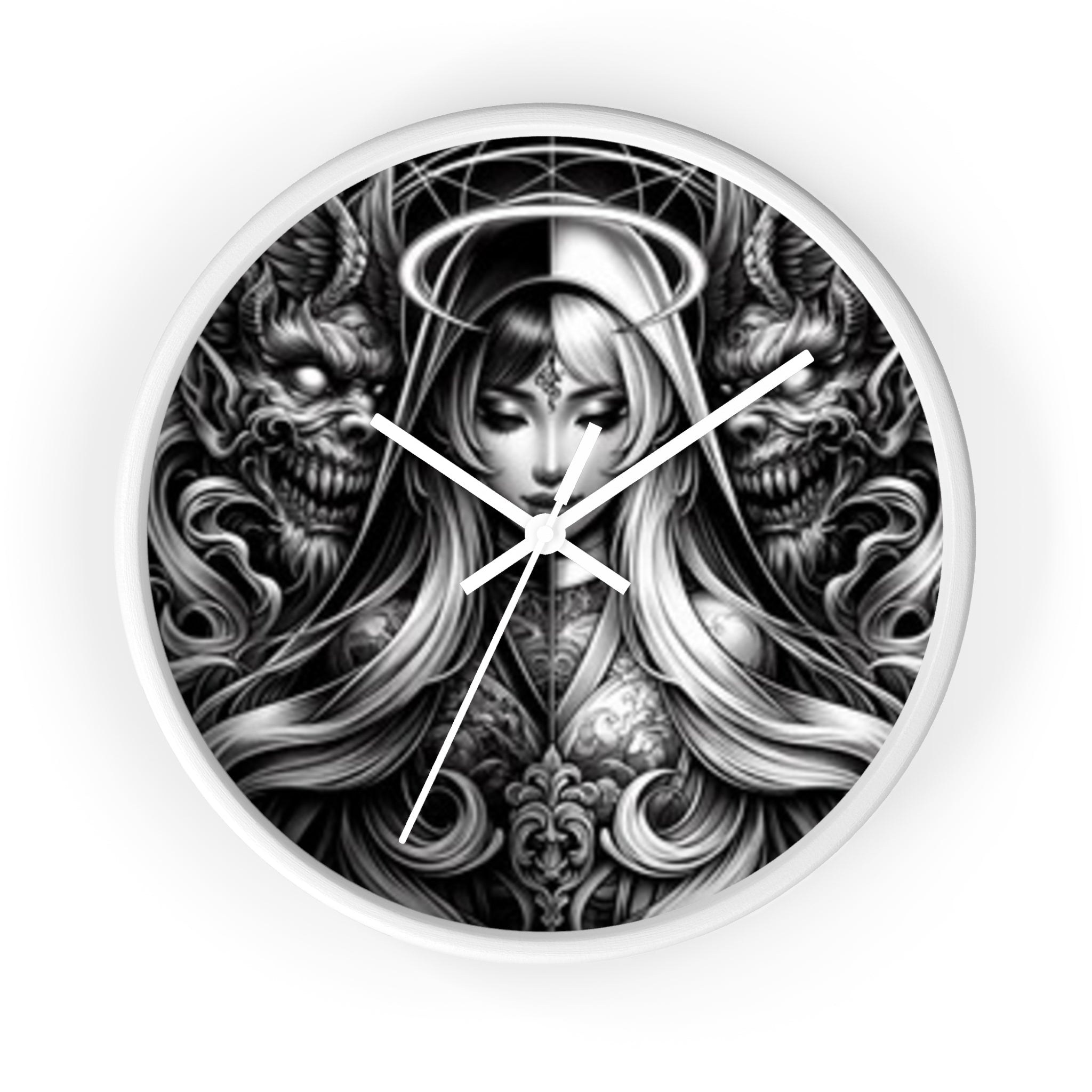 Gothic Art Wall Clock - Unique Home Decor, Gothic Decor, Fantasy Clock, Black and White Wall Clock, Decorative Clock for Office