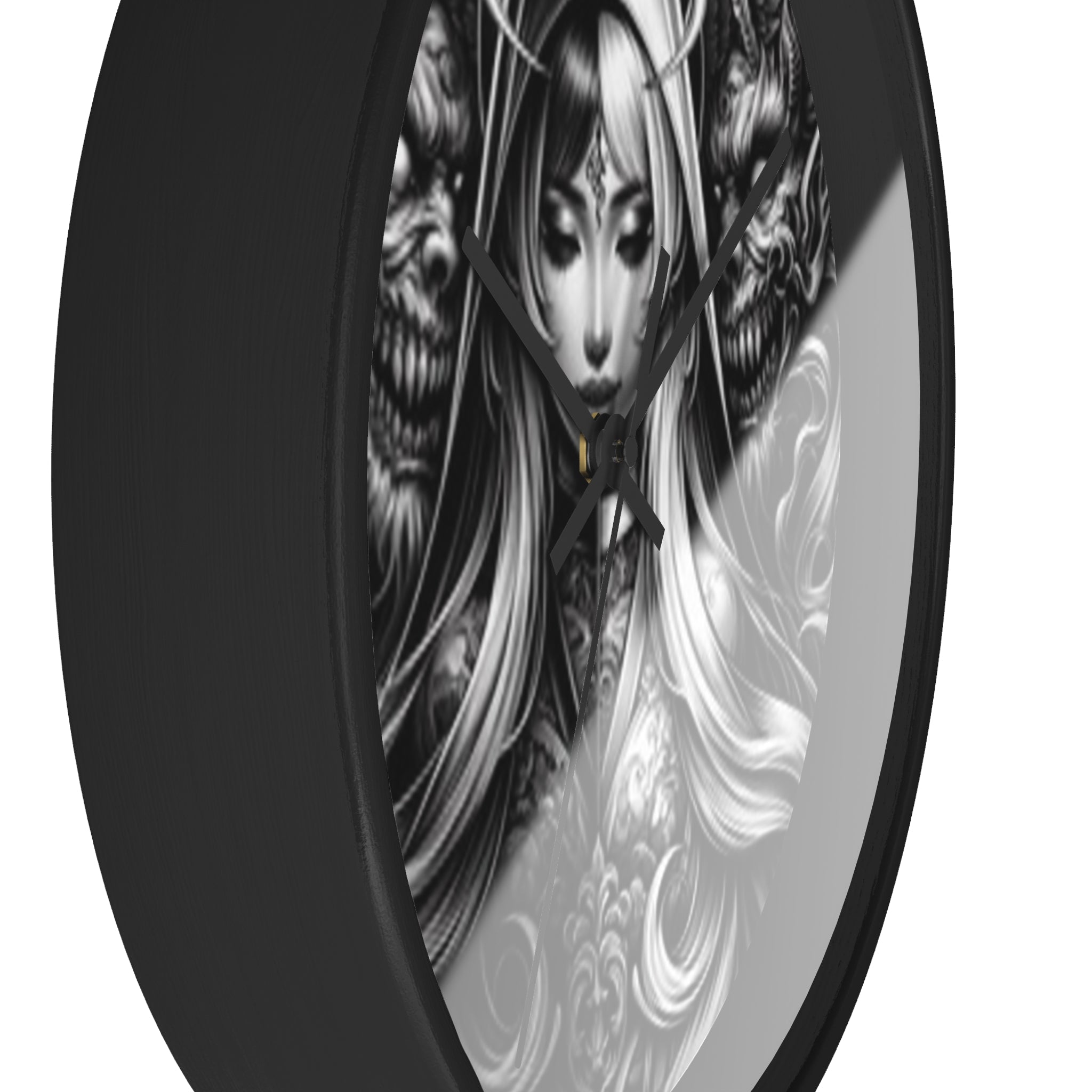 Gothic Art Wall Clock - Unique Home Decor, Gothic Decor, Fantasy Clock, Black and White Wall Clock, Decorative Clock for Office