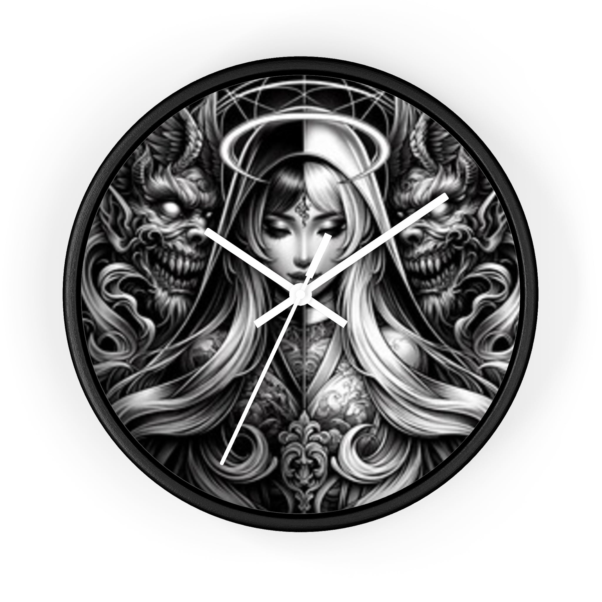 Gothic Art Wall Clock - Unique Home Decor, Gothic Decor, Fantasy Clock, Black and White Wall Clock, Decorative Clock for Office