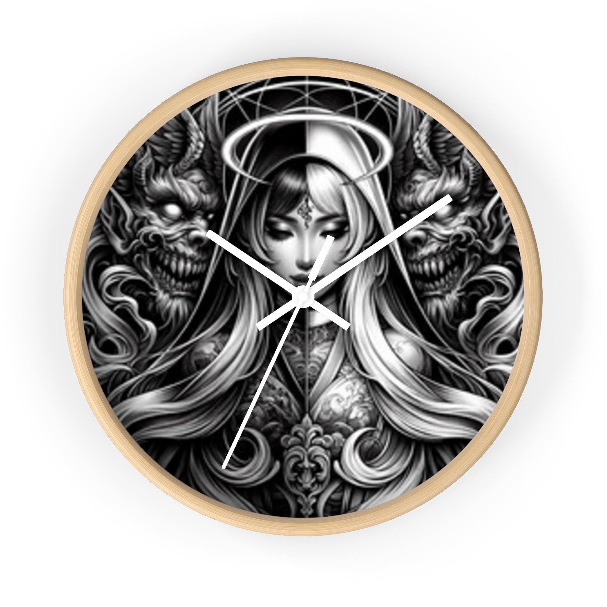 Gothic Art Wall Clock - Unique Home Decor, Gothic Decor, Fantasy Clock, Black and White Wall Clock, Decorative Clock for Office