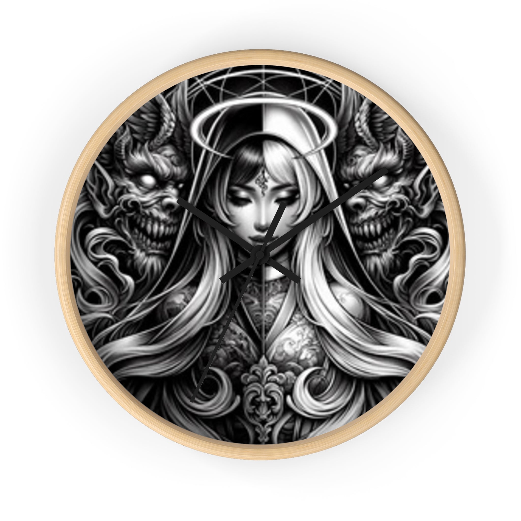 Gothic Art Wall Clock - Unique Home Decor, Gothic Decor, Fantasy Clock, Black and White Wall Clock, Decorative Clock for Office