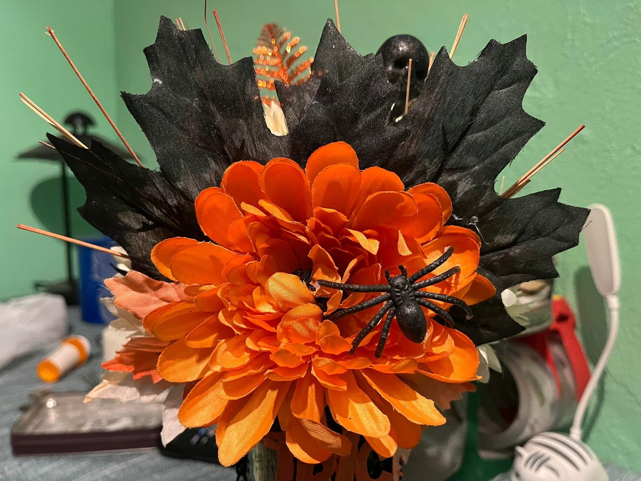 Eerie Handcrafted Halloween Floral Arrangement
